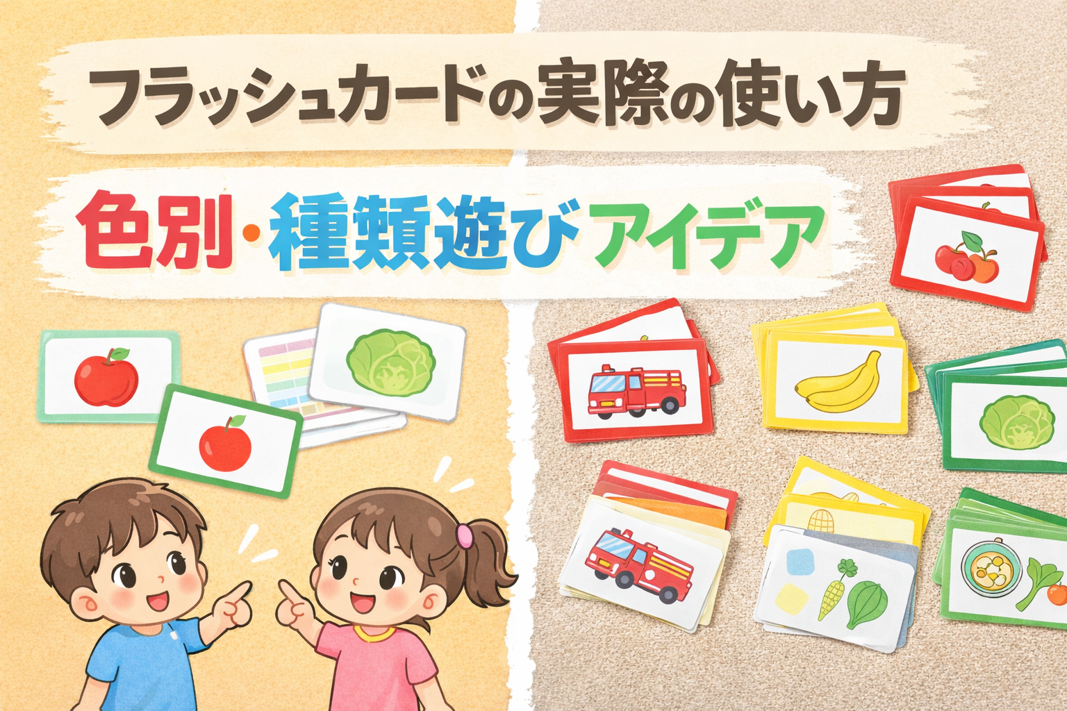 フラッシュカードを使って遊ぶ幼児