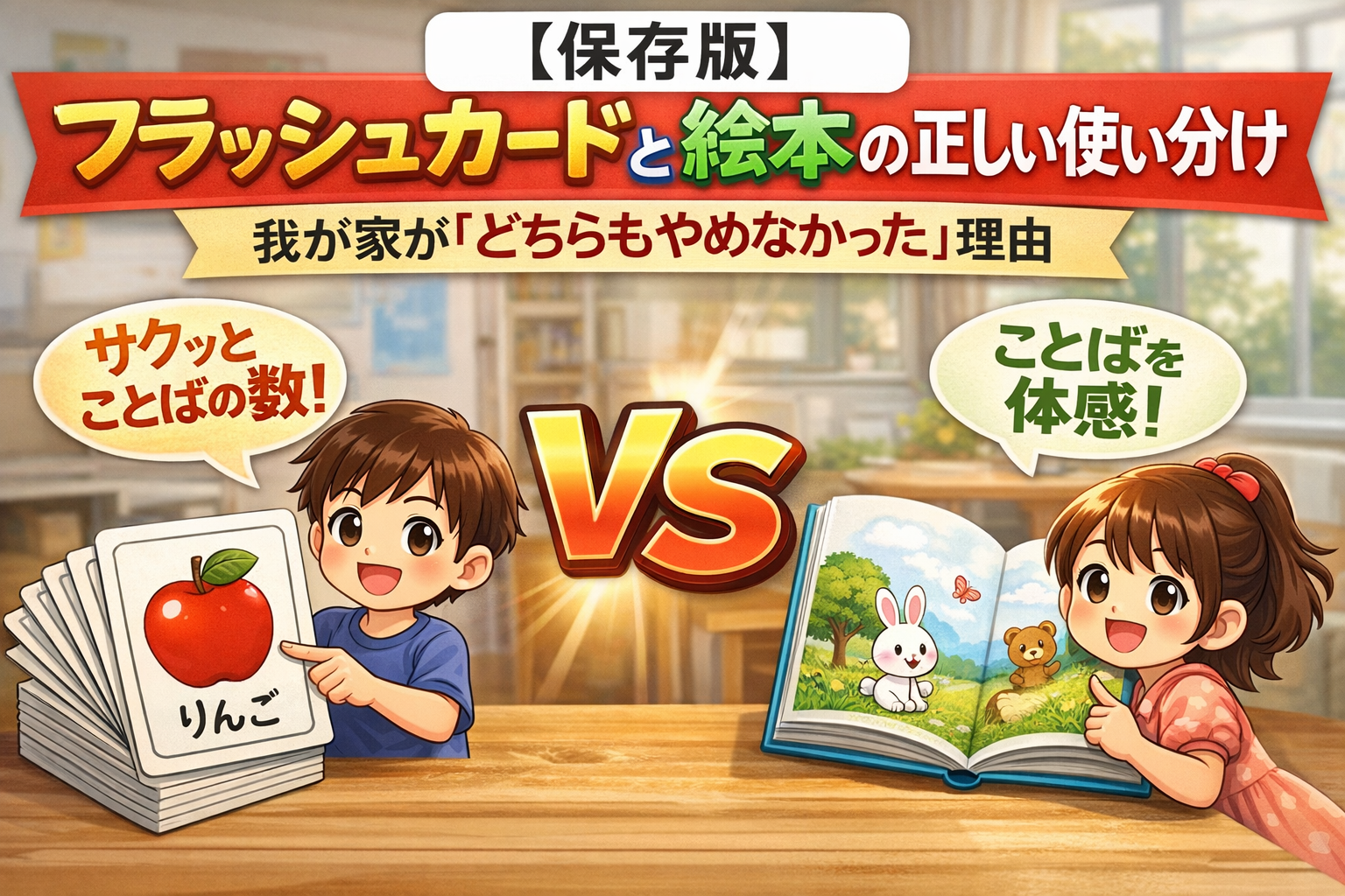 フラッシュカードと絵本の正しい使い分け